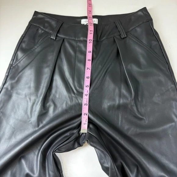 Topshop Pants Womens 6 Black Faux Leather High Rise Tapered Leg Cropped - Picture 7 of 9
